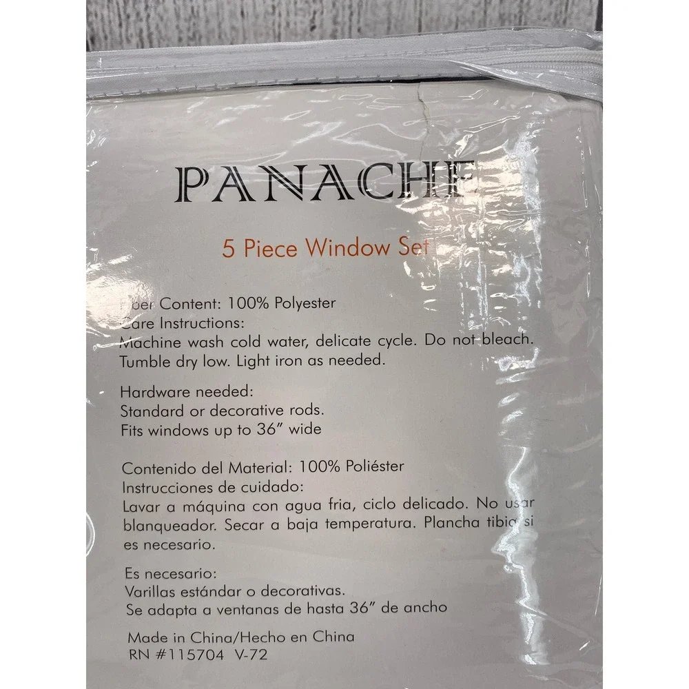 Panache 5 Piece Window Set Navy Blue 55x84 New Jacquard Austrian Valance Fringe